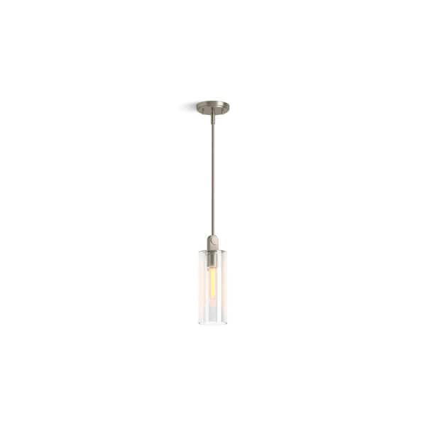 KOHLER Crue 1-Light Brushed Nickel 4 in. Pendant Light with Clear Glass Shade