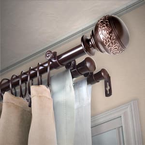 13/16" Dia Adjustable 28" to 48" Triple Curtain Rod in Cocoa with Douglas Finials
