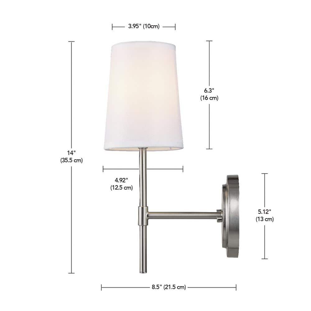 Clarissa Brushed Nickel Modern Glam Lantern Wall Sconce with White Shade