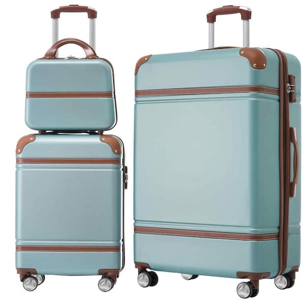 Polibi 3-Piece Green Hardshell and Cosmetic Case Spinner Luggage