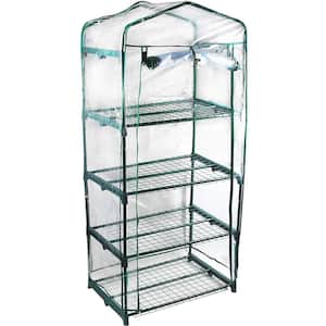 4-Tier 19 in. D. x 27 in. W. x 65 in. H Portable Rolling Greenhouse with Clear Cover