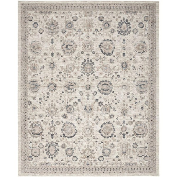 Renewed Ivory Multicolor 8 ft. x 10 ft. Distressed Traditional Area Rug