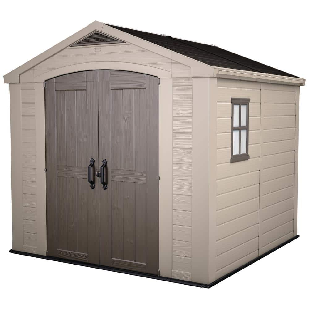 UPC 731161037474 product image for Factor 8 ft. W x 8 ft. D Large Outdoor Durable Resin Plastic Storage Shed with D | upcitemdb.com