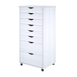 White 6+2 Drawer Wide Roll Cart