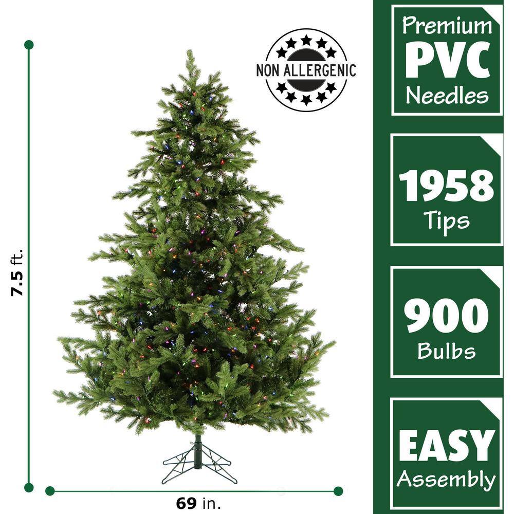 Enchanted Winter Pine 7.5' Outdoor Christmas Tree with Multi-Color LED Lights