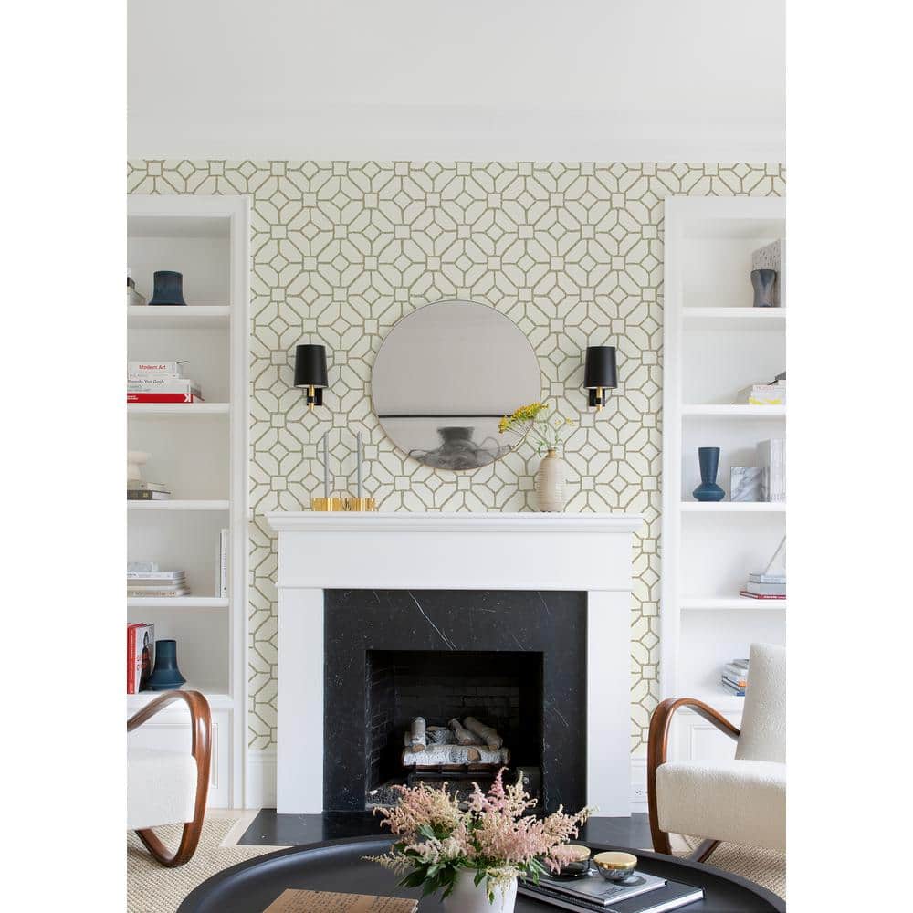 Addis Beige Geometric Trellis Non-Pasted Wallpaper