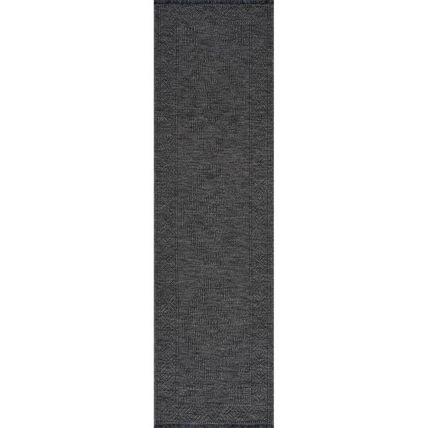 Tayse Rugs Alma Dark Gray 2 ft. x 8 ft. Moroccan Machine Washable Indoor Runner Rug
