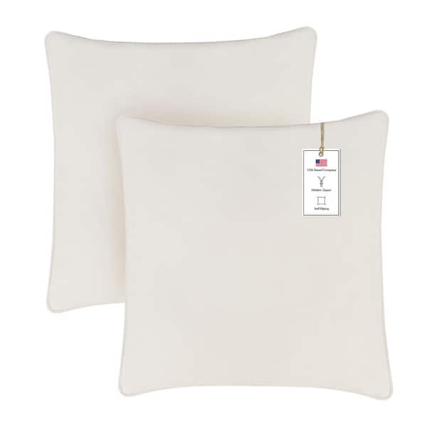 A1 Home Collections A1HC Cream Velvet Decorative Pillow Cover (Pack of 2) 22 in. x 22 in. Hidden YKK Zipper, Throw Pillow Covers Only