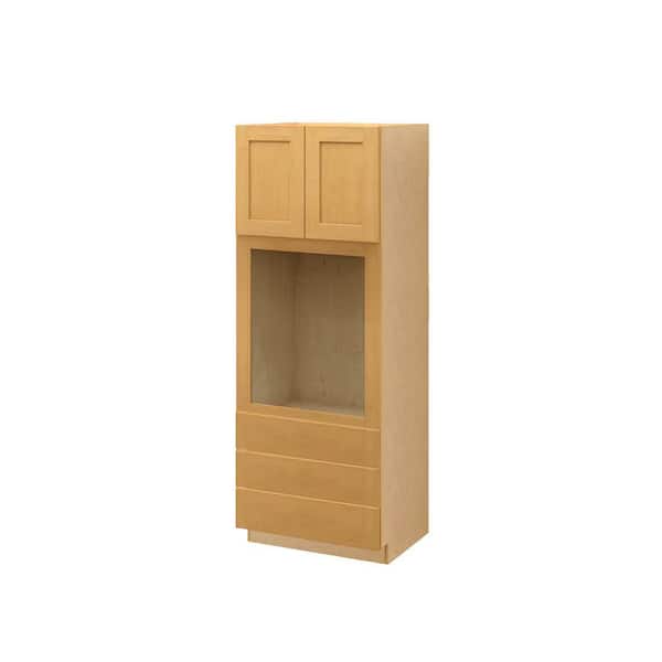 Aberdeen Recessed 33 in. W x 90 in. H x 24 in. D in Caramel Plywood Assembled Single Oven Cabinet
