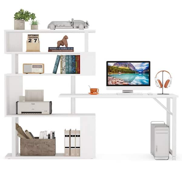 JAMFLY 52 L Shaped Computer Desk with 3-Tier Storage Shelves