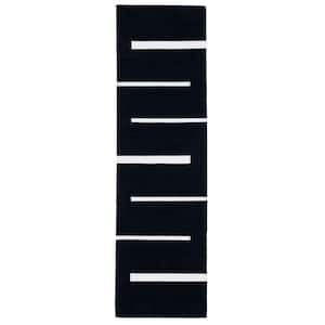 Montauk Black/Ivory 2 ft. x 6 ft. Geometric Lines Runner Rug