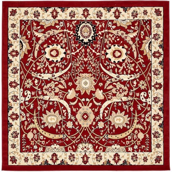 Unique Loom Espahan Cape Cod Red 8' 0 x 8' 0 Square Rug