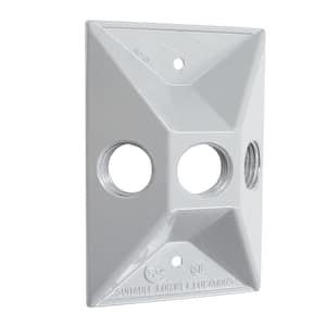 N3R White Rectangular Cluster Cover, Three 1/2 in. Outlet for Outdoor Electrical Box