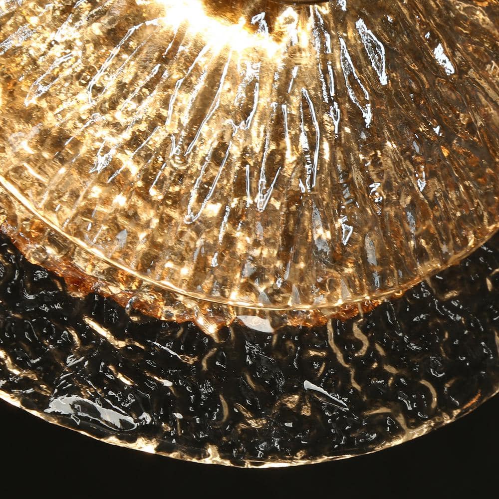 Gold and Clear Crystal LED Pendant Light with Brass Accents