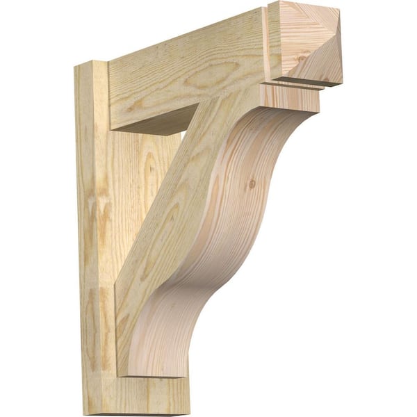 Ekena Millwork 6 in. x 20 in. x 20 in. Douglas Fir Fuston Arts and Crafts Rough Sawn Outlooker