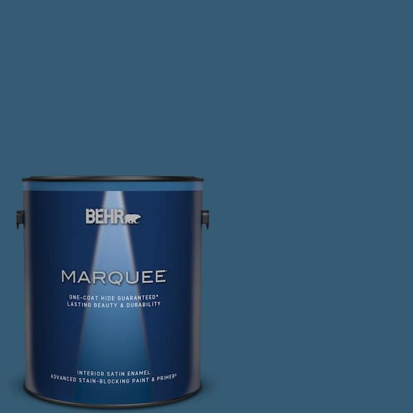 BEHR MARQUEE 1 gal. #M490-7 Shasta Lake One-Coat Hide Satin Enamel Interior Paint & Primer