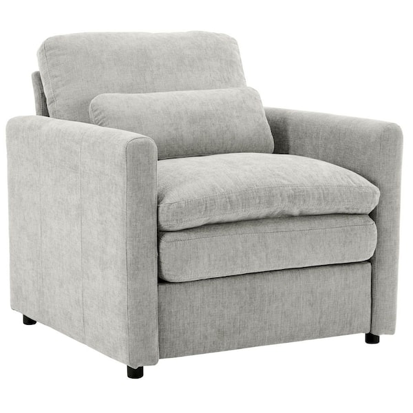 31.9 in Light Gray Chenille Oversized Comfy Cloud Arm Chair with Double Cushion