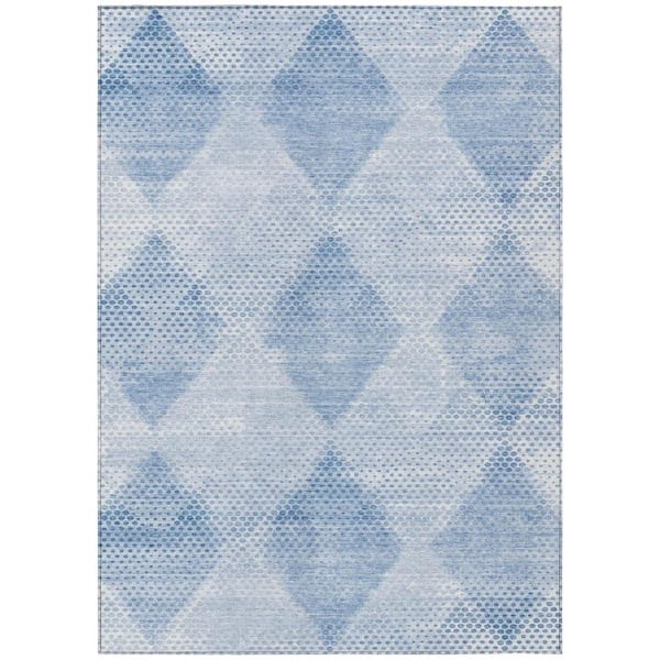 HomeRoots Blue 3 ft. x 5 ft. Woven Geometric Rectangle Indoor/Outdoor Area Rug
