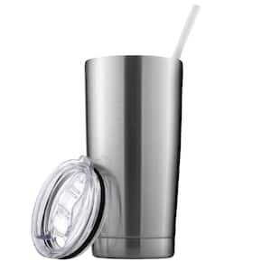 20 oz. Stainless Steel Insulated Tumbler with Lid and Straw - Silver