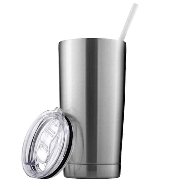 Zulay Kitchen 20 oz. Stainless Steel Insulated Tumbler with Lid and Straw - Silver