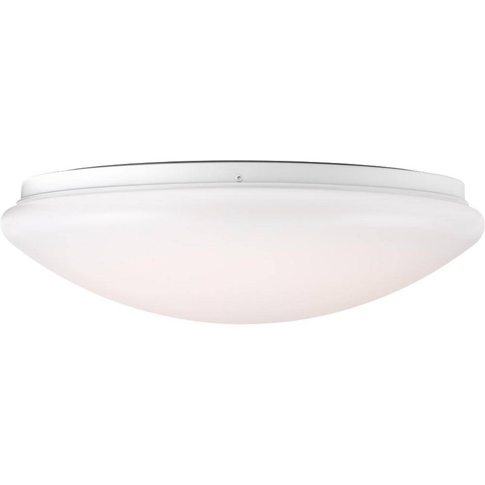 White Glass LED Drum Flush Mount Ceiling Light