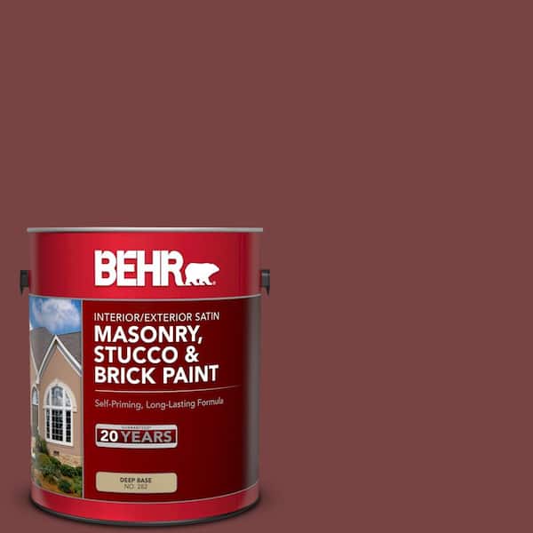 BEHR 1 gal. #PFC-04 Tile Red Satin Interior/Exterior Masonry, Stucco and Brick Paint