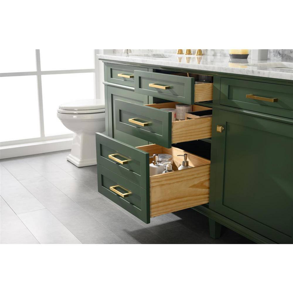 Vogue Green Double Sink 72" Vanity with Carrara Marble Top
