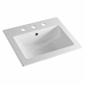 Laguna Beach 21-5/8 in. Bathroom Sink in White Ceramic Rectangular Drop-In with Overflow