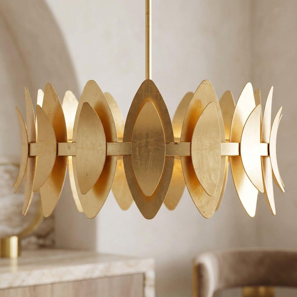 Quoizel Hayley 60-Watt 6 Light Gold Leaf Pendant Light with Metal
