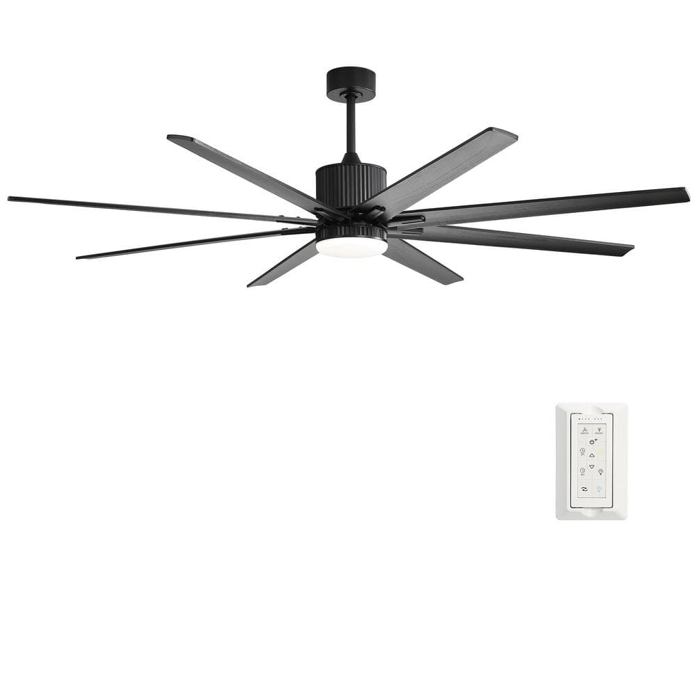 76 in. Smart Indoor/Outdoor Black Standard Ceiling Fan with Dimmable LED Li