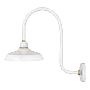 Foundry Large 1-Light Gloss White Gooseneck Outdoor Wall Sconce