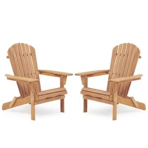 Classic Light Brown Folding Wood Adirondack Chair (2-Pack)
