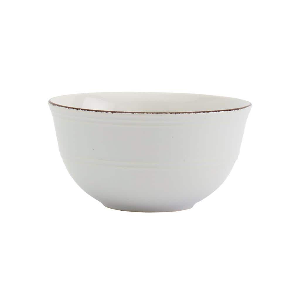 White Ceramic Farmhouse Dinnerware Set, Service for 4