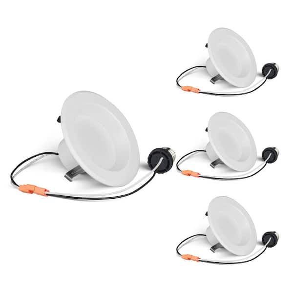 Bulbrite 4 in. 5CCT New Construction or Remodel Integrated LED Recessed Retrofit Light Kit for 75-Watt Equivalent (Set of 4)
