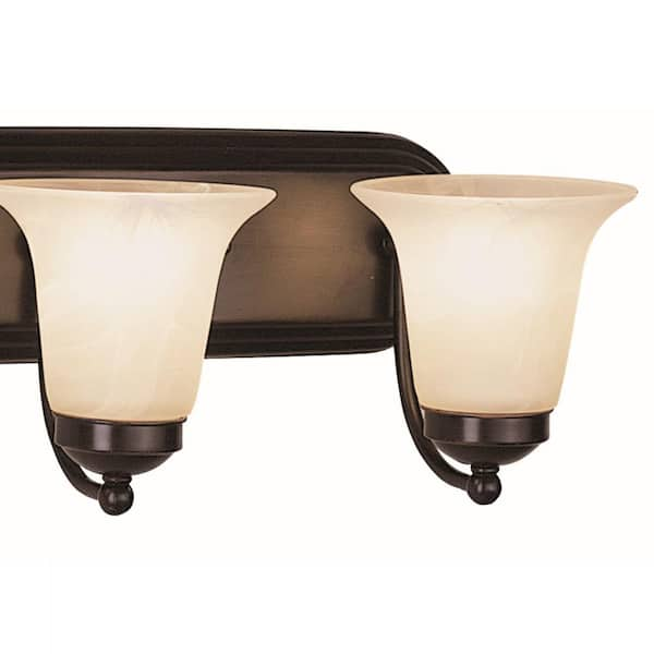 Bel Air Lighting Cabernet Collection 4 Light Oiled Bronze Vanity Light With White Marbleized Shade 3504 Rob The Home Depot