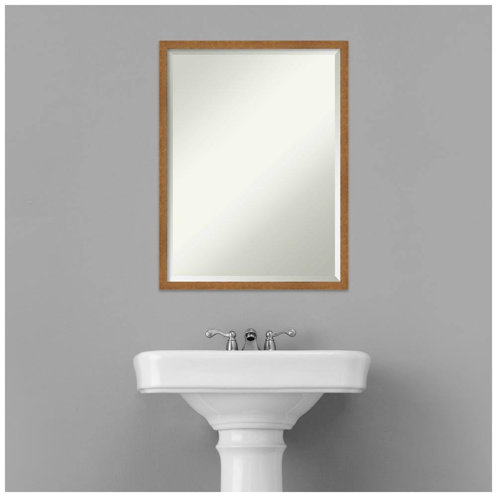 Blonde Wood Beveled Bathroom Vanity Mirror 19x25