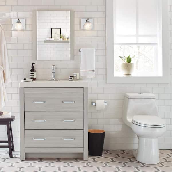 Glacier Bay 1 Piece 1 1 Gpf 1 6 Gpf High Efficiency Dual Flush Elongated All In One Toilet In White N24 The Home Depot