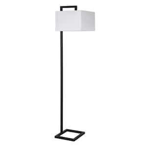 Grayson 68 in. Blackened Bronze Floor Lamp with Square Fabric Shade