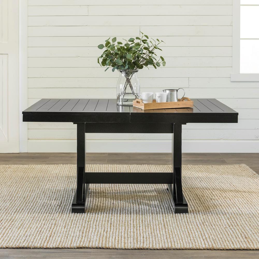 Antique Black Reclaimed Wood Extendable Farmhouse Dining Table