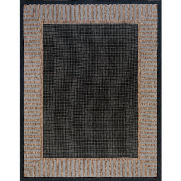 Tayse 9 X 12 Black Outdoor Stripe Coastal Area Rug in the Rugs department  at