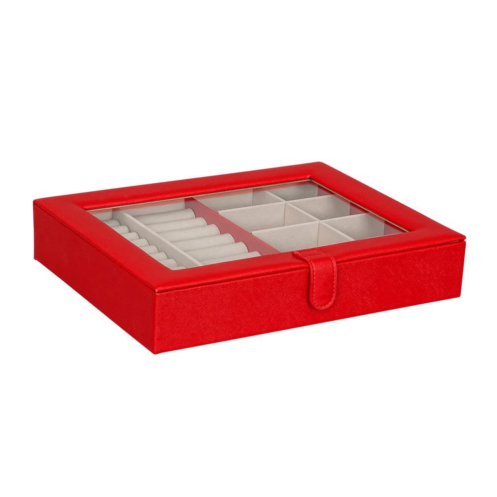 Mele & Co. Crystal Glass Textured Red Leather Jewelry Box -  0064722M