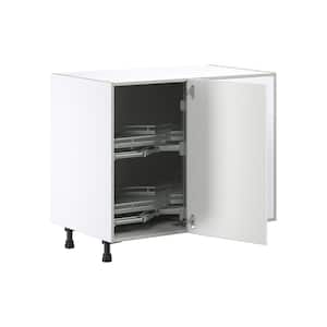 39 in. W x 34.5 in. H x 24 in. D Alton Painted White Recessed Assembled Right Pullout Blind Base Corner Kitchen Cabinet