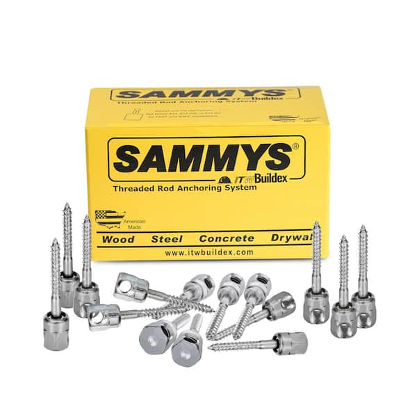 Sammy 1/4 in. x 3 in. Horizontal Rod Anchor Super Screw 3/8 in. Threaded Rod Fitting for Wood (25-Pack)