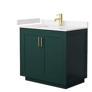 Miranda 36 in. W x 22 in. D x 33.75 in. H Single Bath Vanity in Green with Carrara Cultured Marble Top