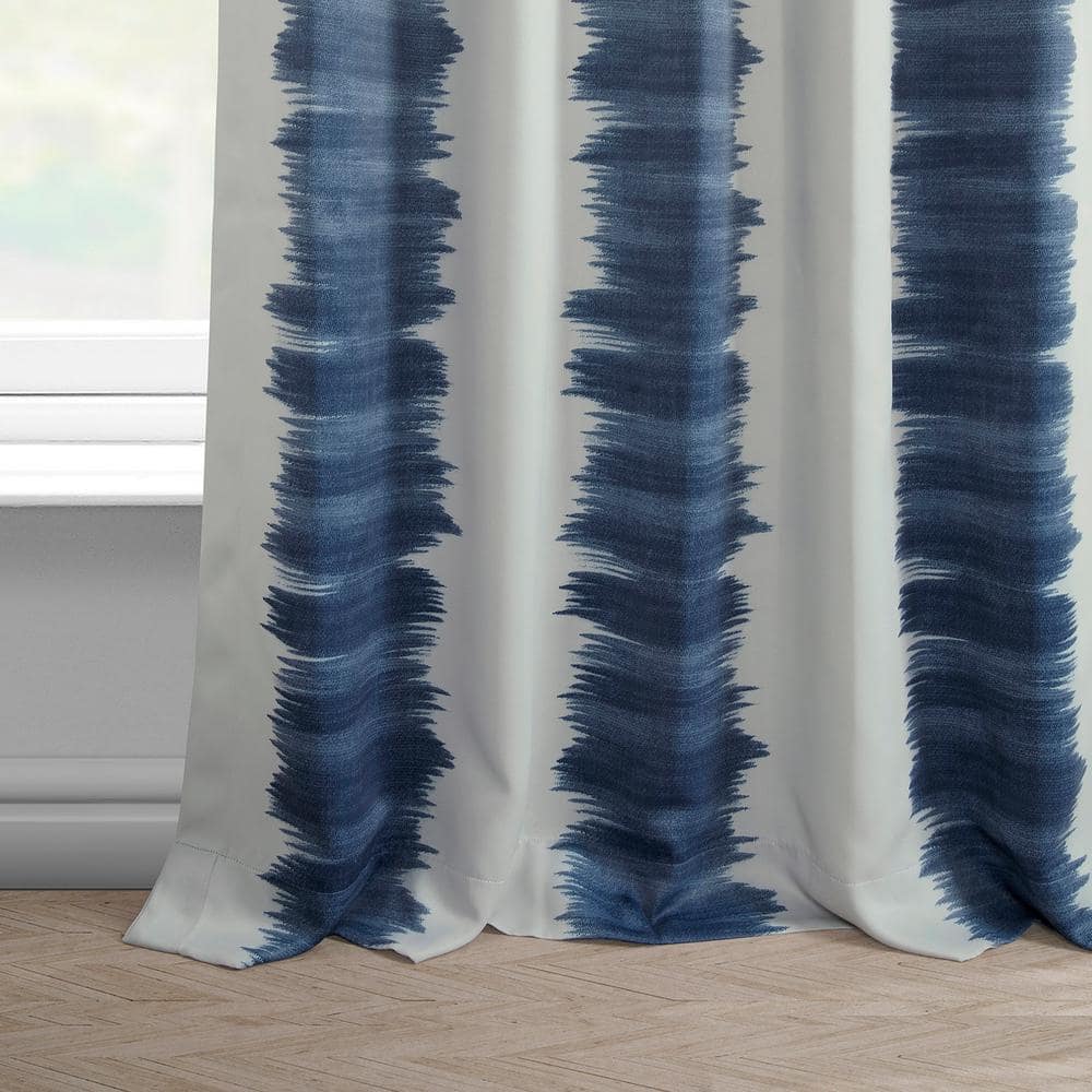 Flambe Blue Ikat Print Blackout Twin Curtains