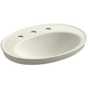 Serif 22-1/4 in. Drop-In Vitreous China Bathroom Sink in Biscuit with Overflow Drain