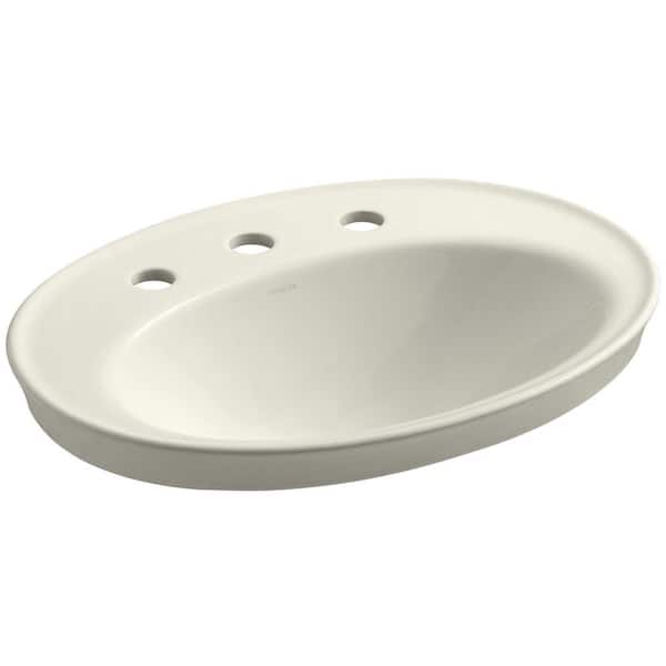 KOHLER Serif 22-1/4 in. Drop-In Vitreous China Bathroom Sink in Biscuit with Overflow Drain