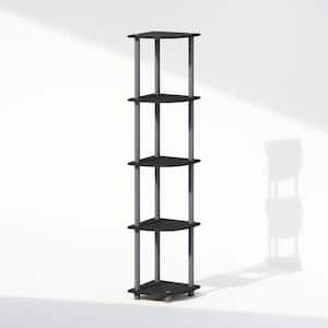Turn-N-Tube 57.7 in. Tall Black/Grey Wood 5-Shelf Bookcase