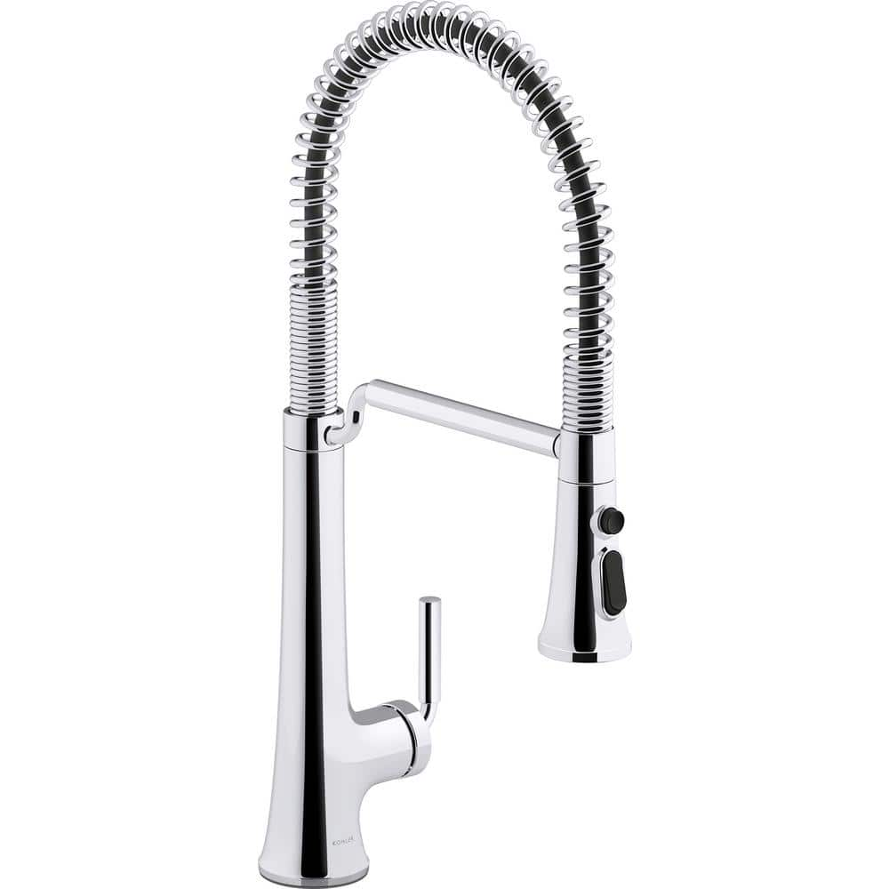 KOHLER Tone Single Handle Pull Down Sprayer Kitchen Faucet in Polished Chrome