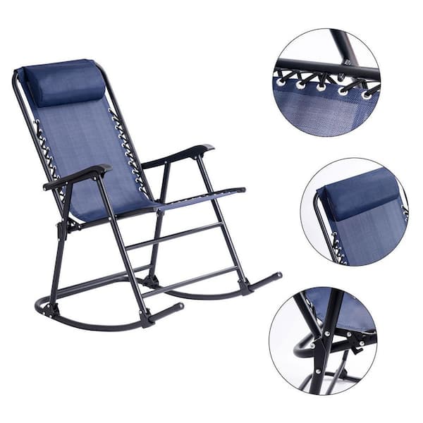 DORTALA Folding Zero Gravity Rocking Chair Outdoor Patio Headrest Grey